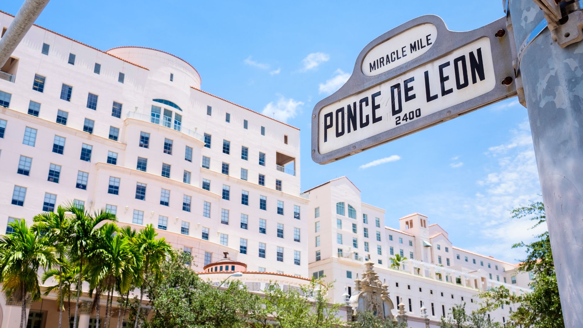 coral gables, Miracle Miles and Ponce De Leon, Florida Street Names View